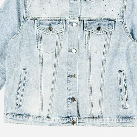 NWOT Rebecca Minkoff Women's Rhinestones Light Blue Denim Jacket Size Medium - Picture 5 of 12